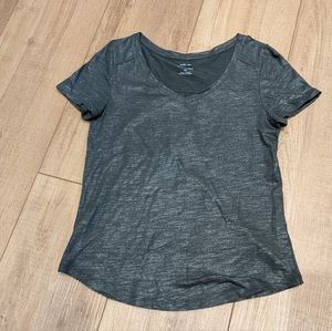Banana Republic Metallic V-Neck Tee Gray/Silver XS
